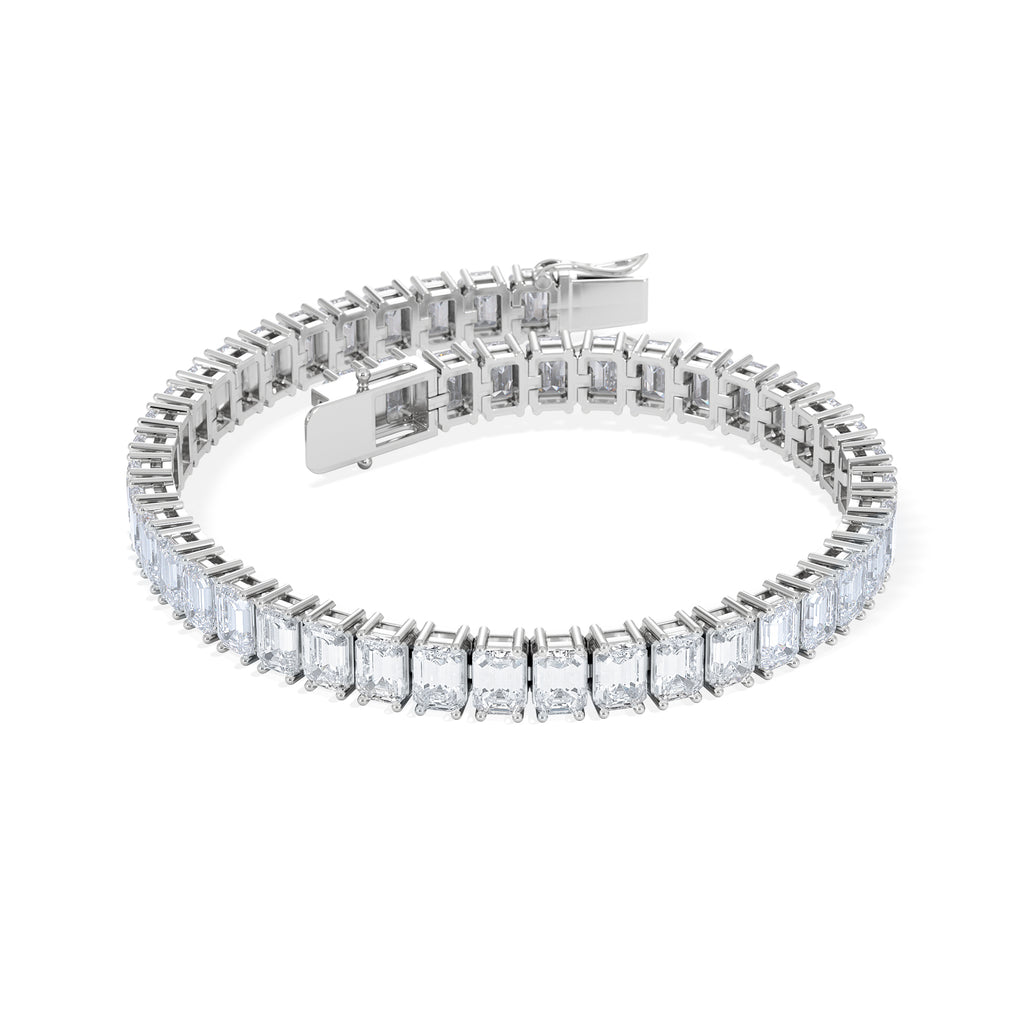 LUXE 17.00ct Lab Diamond Tennis Bracelet with IGI Certified Emerald-Cut Diamonds in 18K White Gold