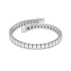 LUXE 17.00ct Lab Diamond Tennis Bracelet with IGI Certified Emerald-Cut Diamonds in 18K White Gold