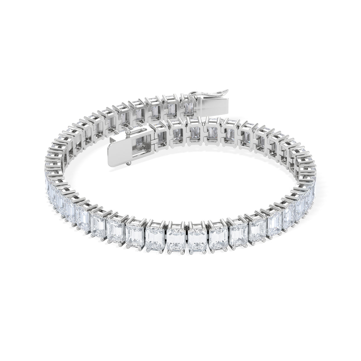 LUXE 17.00ct Lab Diamond Tennis Bracelet with IGI Certified Emerald-Cut Diamonds in 18K White Gold
