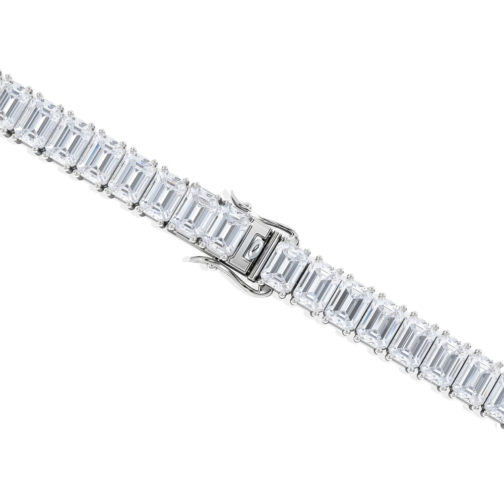 LUXE 17.00ct Lab Diamond Tennis Bracelet with IGI Certified Emerald-Cut Diamonds in 18K White Gold