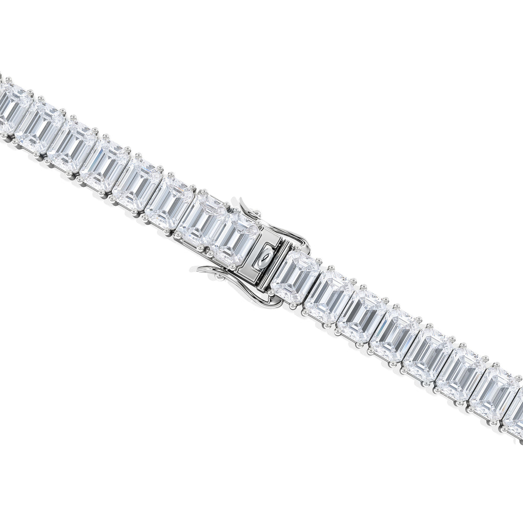 LUXE 17.00ct Lab Diamond Tennis Bracelet with IGI Certified Emerald-Cut Diamonds in 18K White Gold