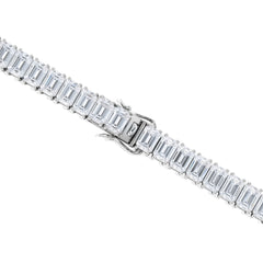 LUXE 17.00ct Lab Diamond Tennis Bracelet with IGI Certified Emerald-Cut Diamonds in 18K White Gold