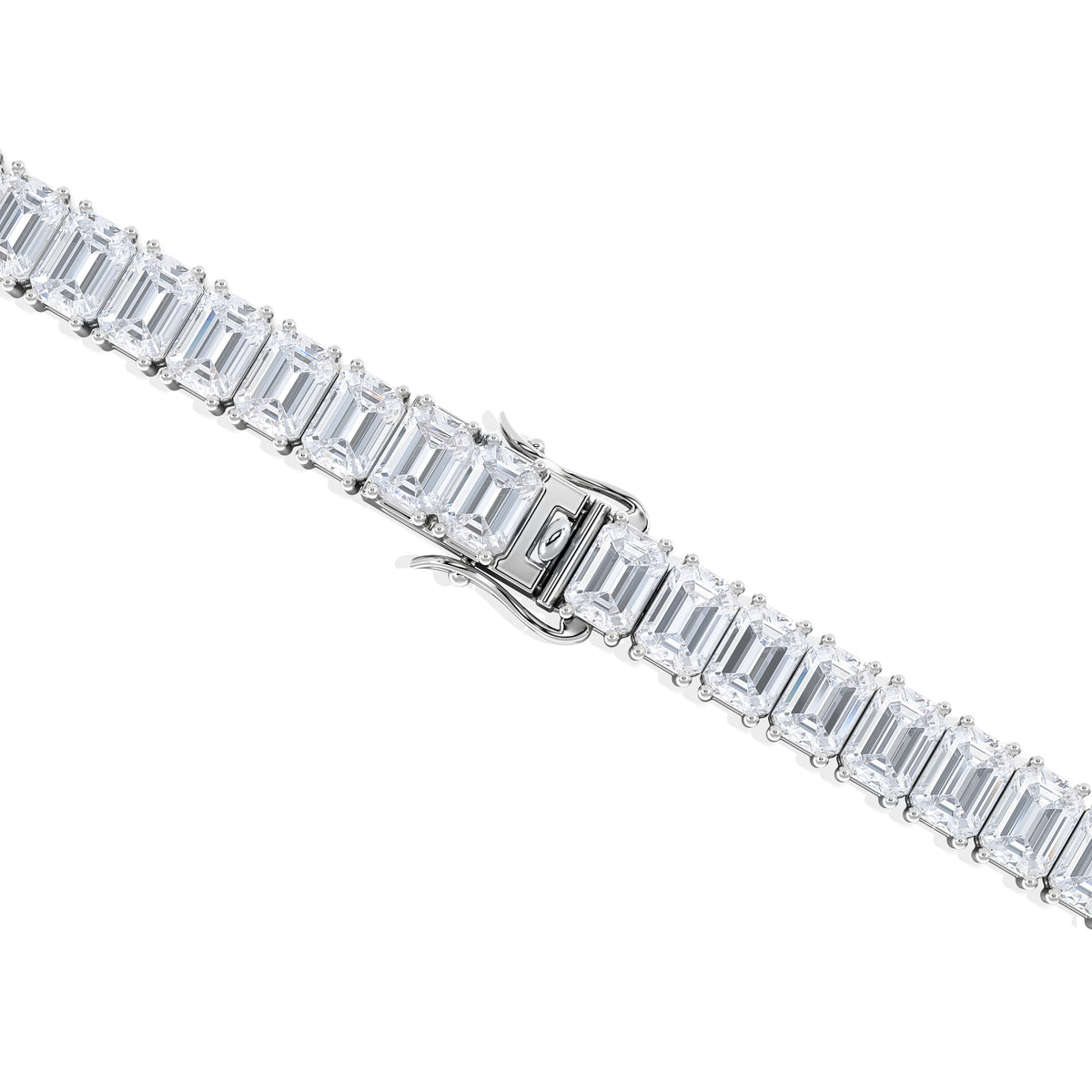 LUXE 17.00ct Lab Diamond Tennis Bracelet with IGI Certified Emerald-Cut Diamonds in 18K White Gold