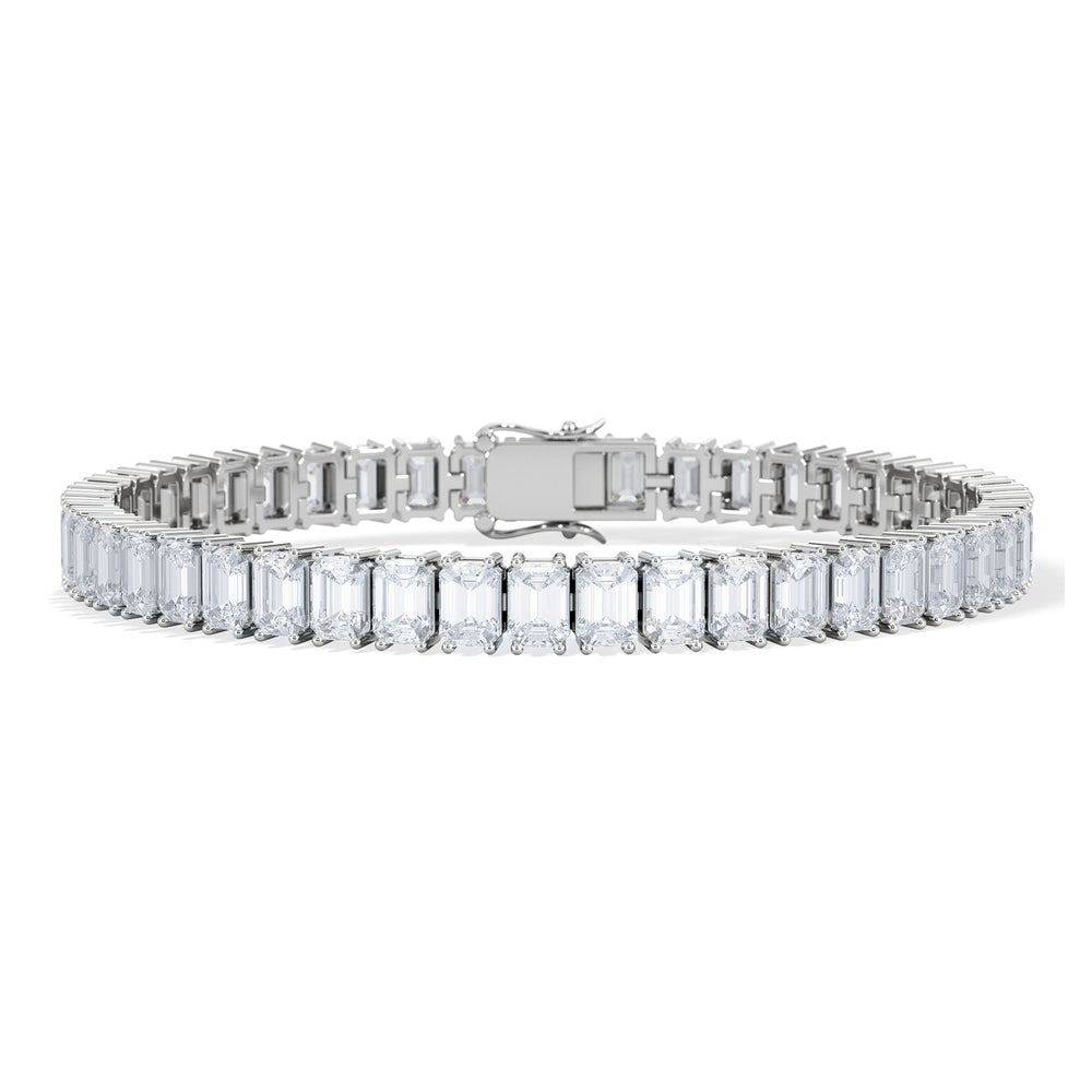 LUXE 17.00ct Lab Diamond Tennis Bracelet with IGI Certified Emerald-Cut Diamonds in 18K White Gold