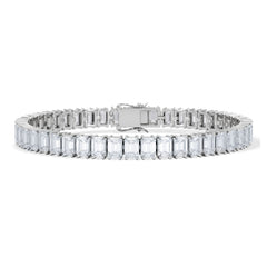 LUXE 17.00ct Lab Diamond Tennis Bracelet with IGI Certified Emerald-Cut Diamonds in 18K White Gold