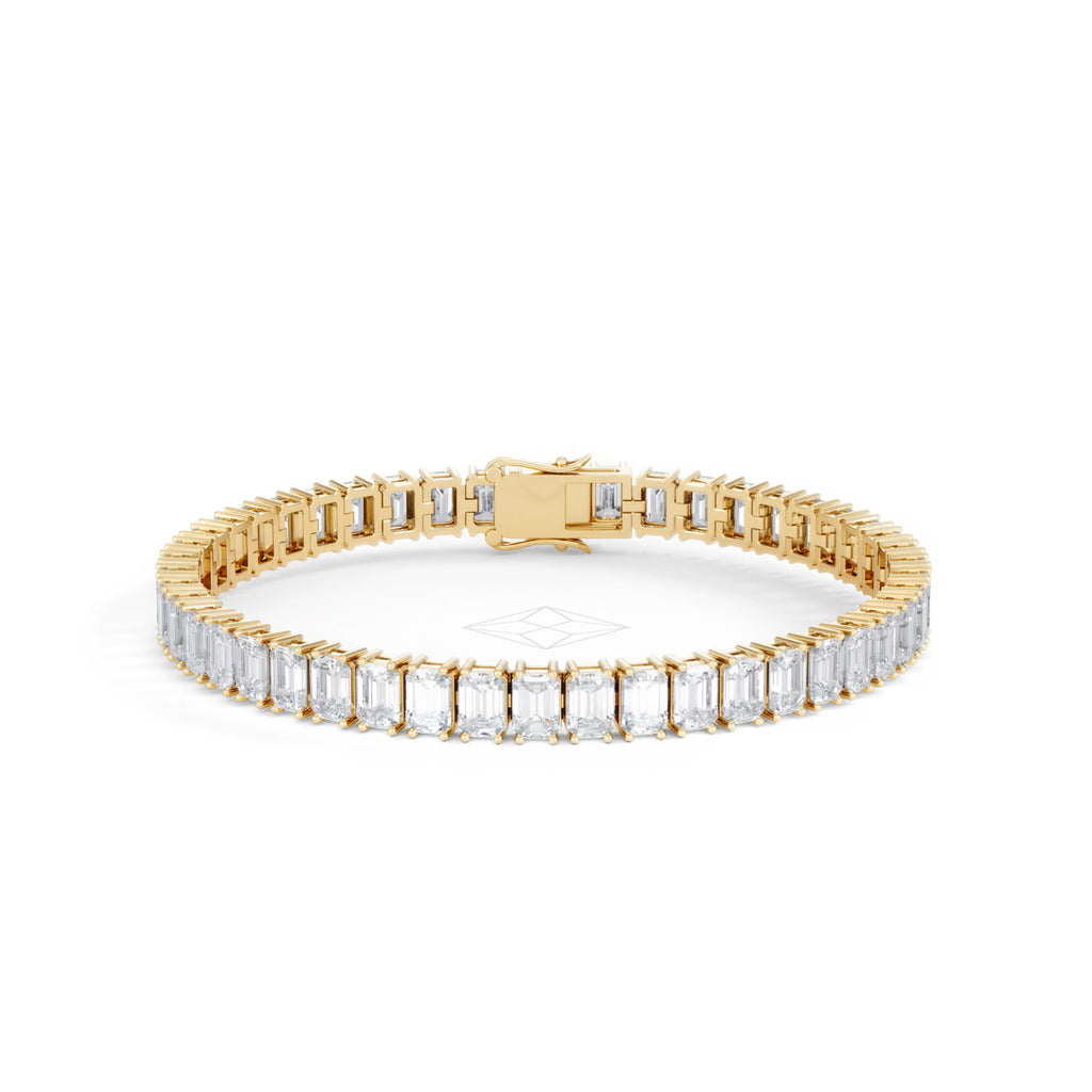 LUXE 17.00ct Lab Diamond Tennis Bracelet with IGI Certified Emerald-Cut Diamonds in 18K Yellow Gold