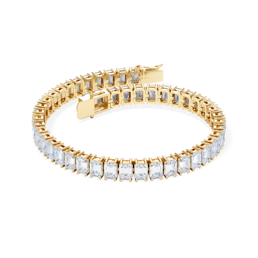 LUXE 17.00ct Lab Diamond Tennis Bracelet with IGI Certified Emerald-Cut Diamonds in 18K Yellow Gold