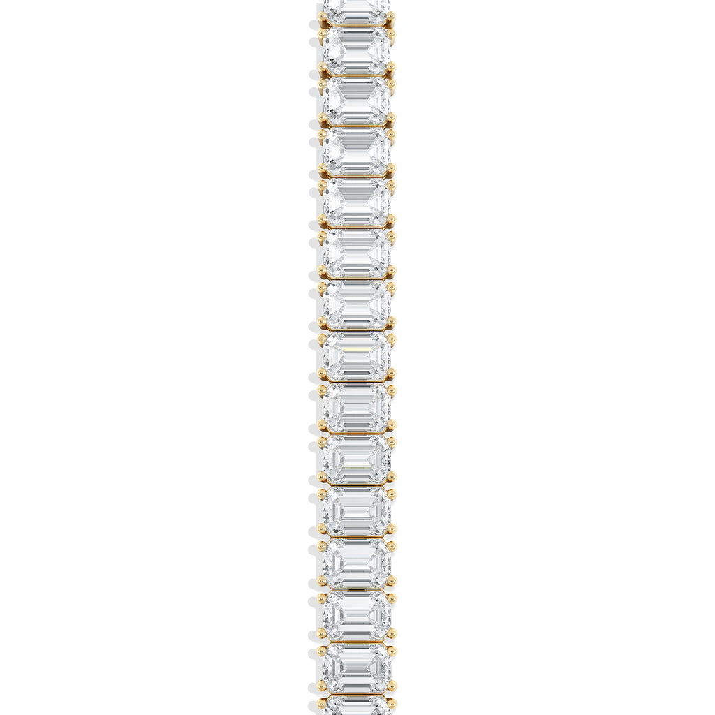 LUXE 17.00ct Lab Diamond Tennis Bracelet with IGI Certified Emerald-Cut Diamonds in 18K Yellow Gold