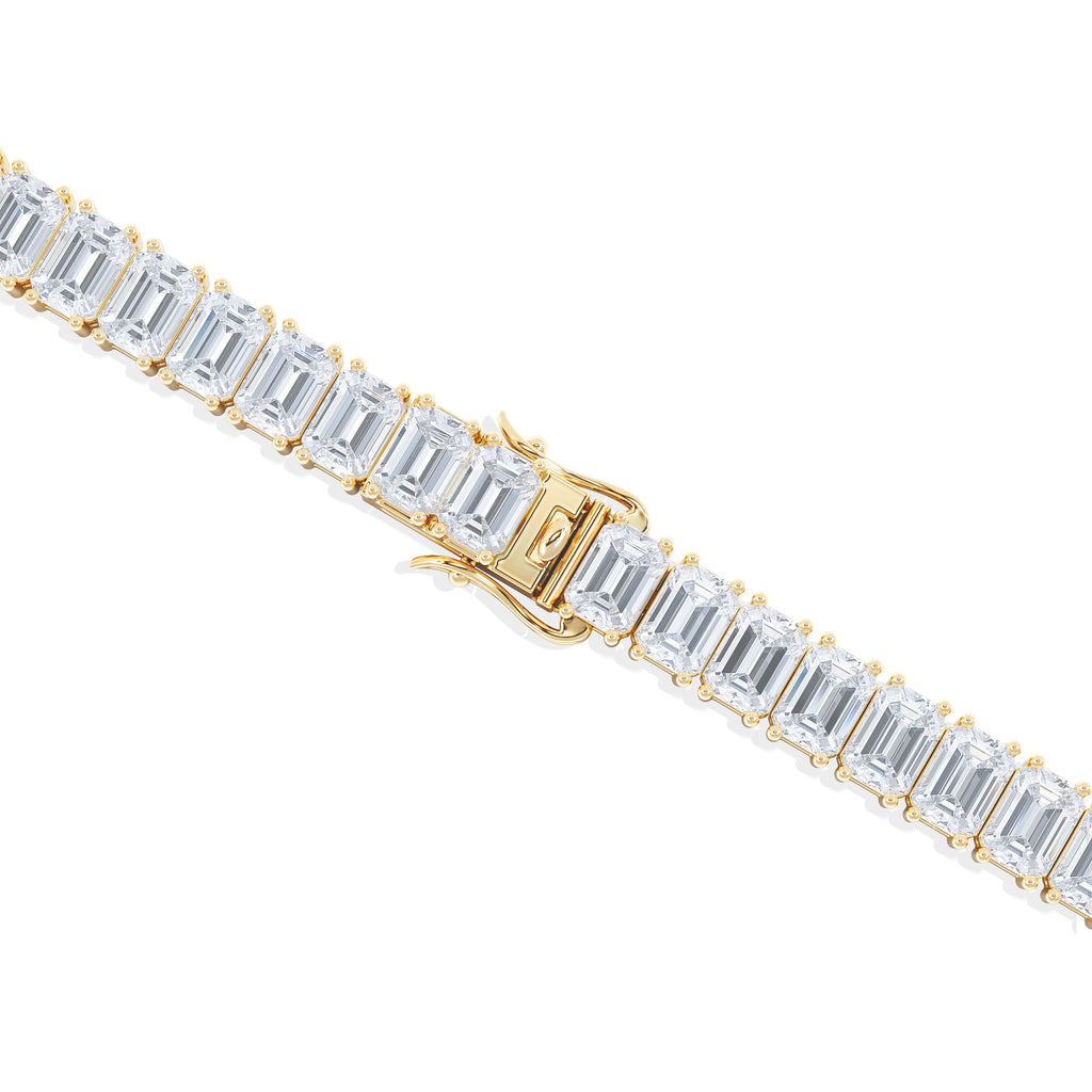 LUXE 17.00ct Lab Diamond Tennis Bracelet with IGI Certified Emerald-Cut Diamonds in 18K Yellow Gold