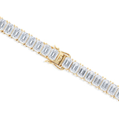 LUXE 17.00ct Lab Diamond Tennis Bracelet with IGI Certified Emerald-Cut Diamonds in 18K Yellow Gold