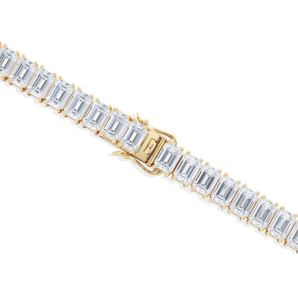 LUXE 17.00ct Lab Diamond Tennis Bracelet with IGI Certified Emerald-Cut Diamonds in 18K Yellow Gold