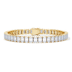LUXE 17.00ct Lab Diamond Tennis Bracelet with IGI Certified Emerald-Cut Diamonds in 18K Yellow Gold