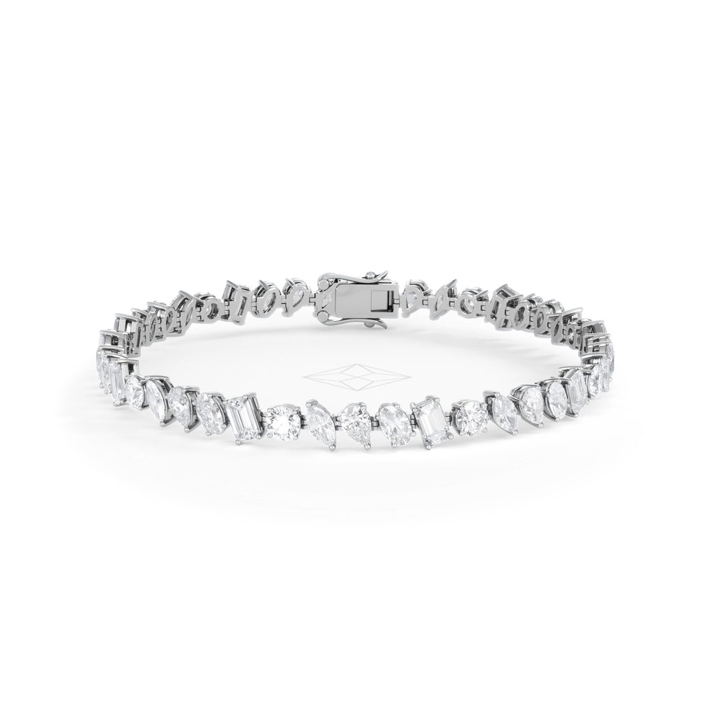 LUXE 10.00ct Lab Diamond Tennis Bracelet with IGI Certified Mixed-Cut Diamonds in 18K White Gold