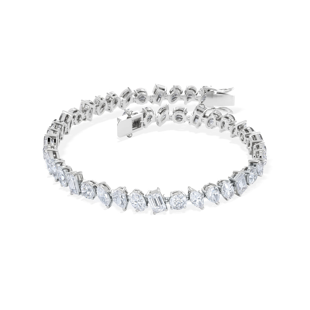 LUXE 10.00ct Lab Diamond Tennis Bracelet with IGI Certified Mixed-Cut Diamonds in 18K White Gold