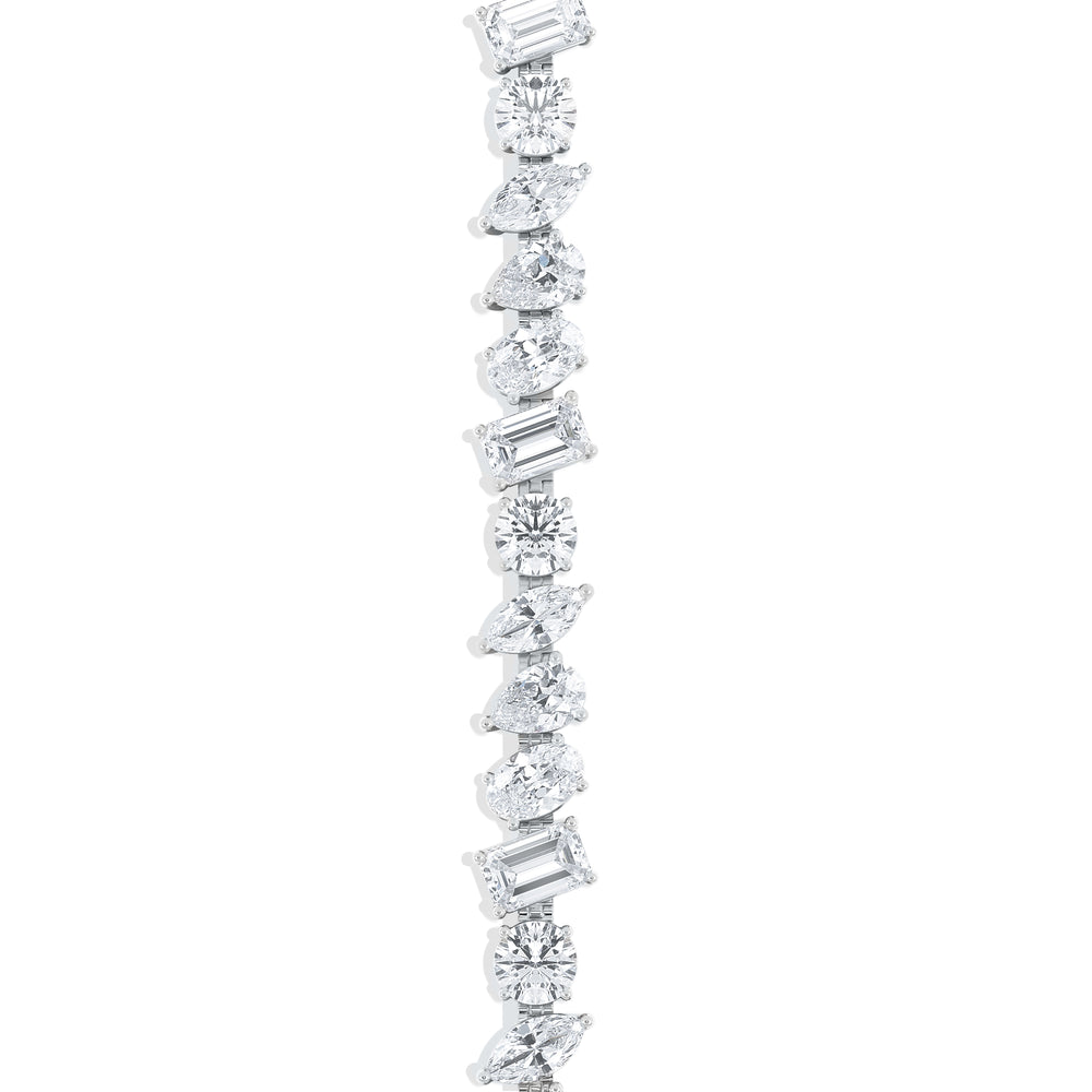 LUXE 10.00ct Lab Diamond Tennis Bracelet with IGI Certified Mixed-Cut Diamonds in 18K White Gold