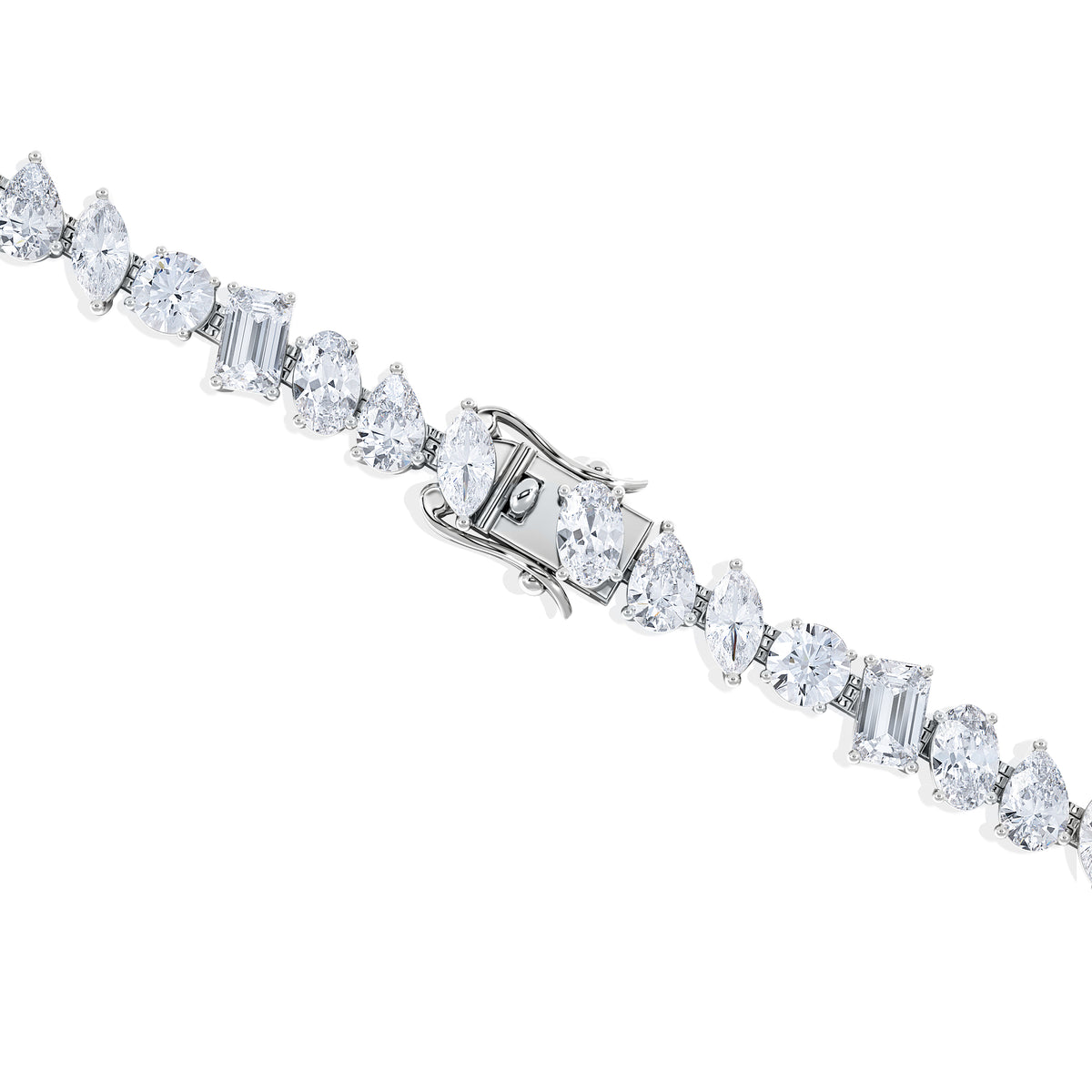 LUXE 10.00ct Lab Diamond Tennis Bracelet with IGI Certified Mixed-Cut Diamonds in 18K White Gold