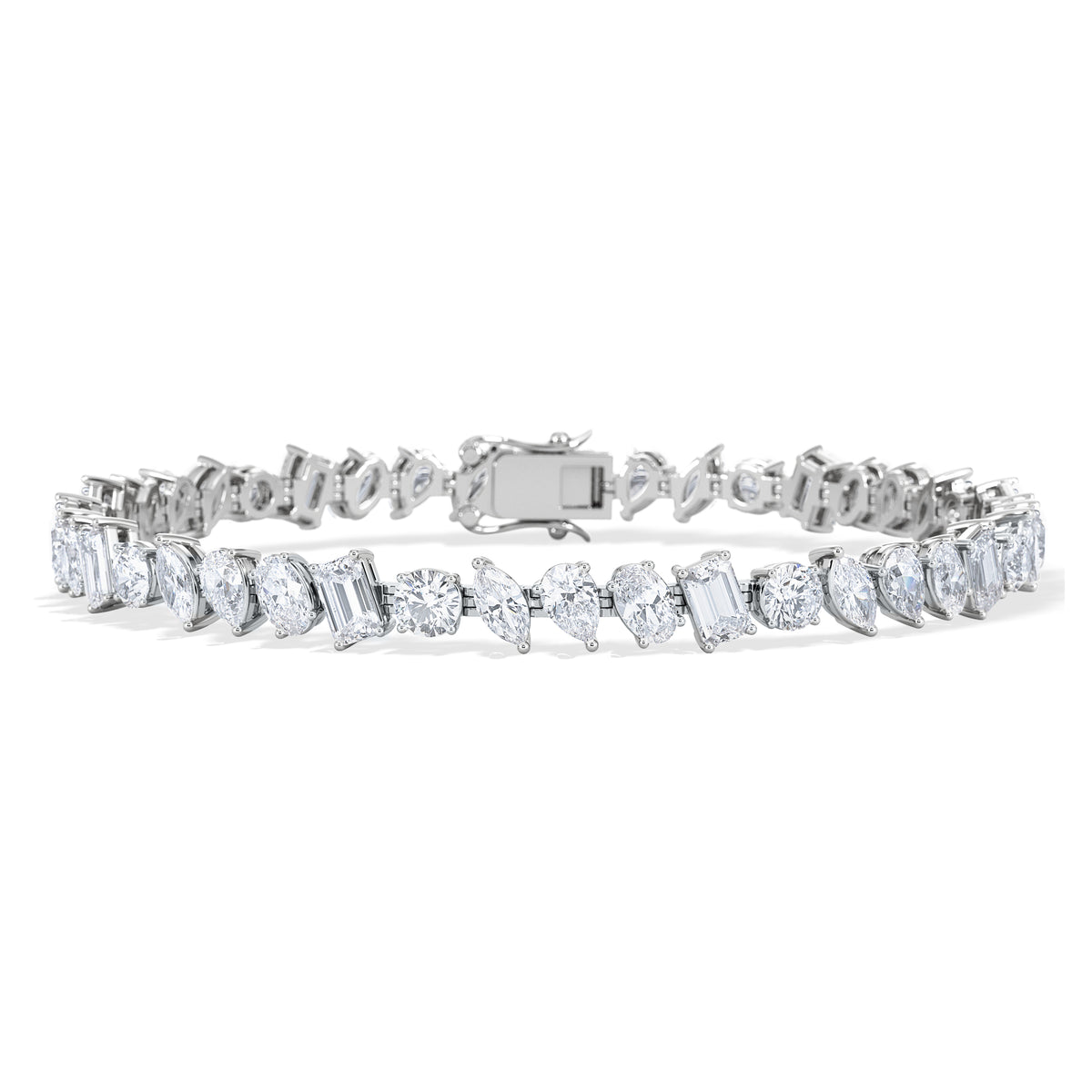 LUXE 10.00ct Lab Diamond Tennis Bracelet with IGI Certified Mixed-Cut Diamonds in 18K White Gold