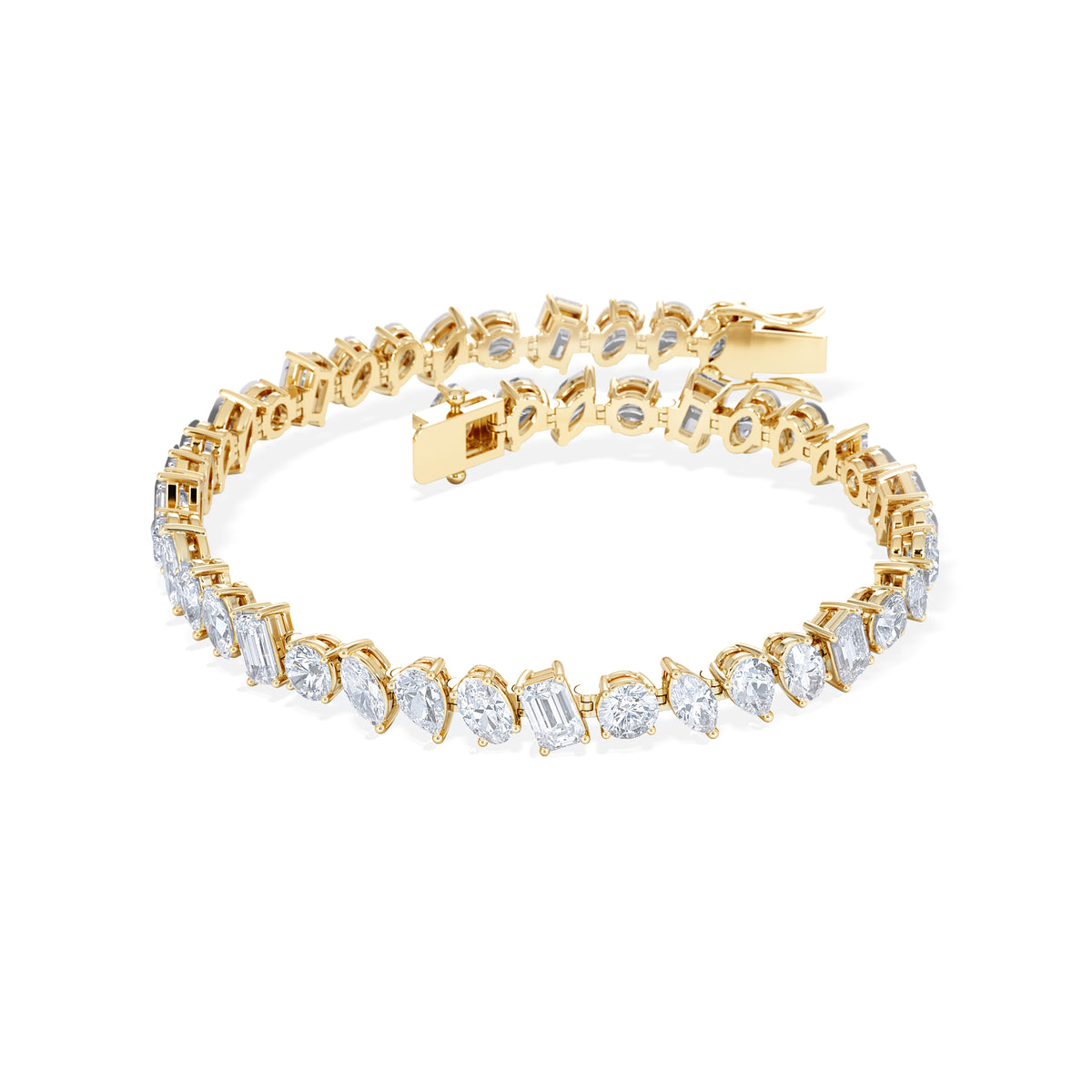 LUXE 10.00ct Lab Diamond Tennis Bracelet with IGI Certified Mixed-Cut Diamonds in 18K Yellow Gold