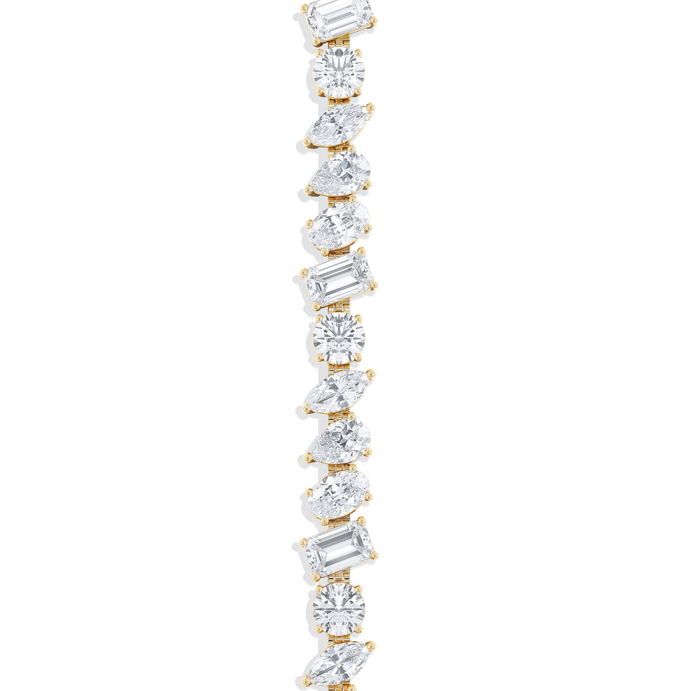 LUXE 10.00ct Lab Diamond Tennis Bracelet with IGI Certified Mixed-Cut Diamonds in 18K Yellow Gold