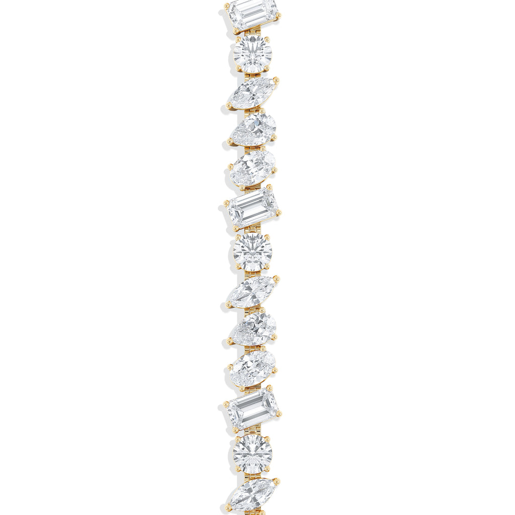 LUXE 10.00ct Lab Diamond Tennis Bracelet with IGI Certified Mixed-Cut Diamonds in 18K Yellow Gold