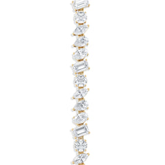 LUXE 10.00ct Lab Diamond Tennis Bracelet with IGI Certified Mixed-Cut Diamonds in 18K Yellow Gold