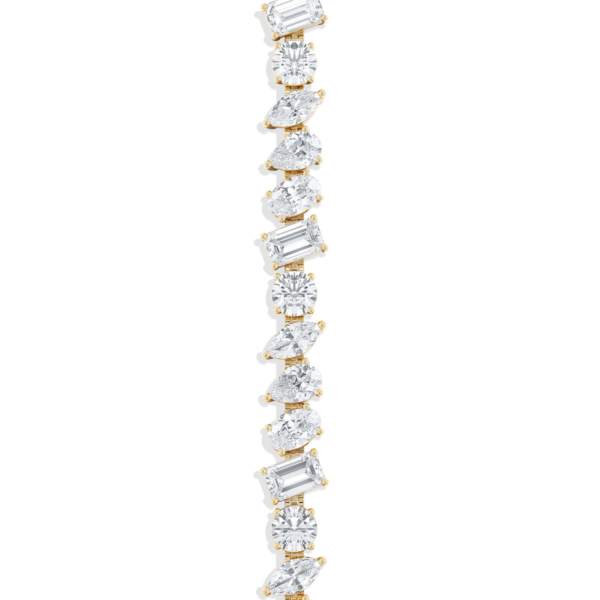 LUXE 10.00ct Lab Diamond Tennis Bracelet with IGI Certified Mixed-Cut Diamonds in 18K Yellow Gold