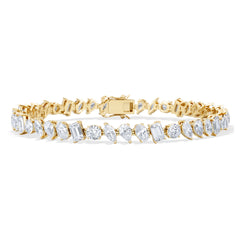 LUXE 10.00ct Lab Diamond Tennis Bracelet with IGI Certified Mixed-Cut Diamonds in 18K Yellow Gold