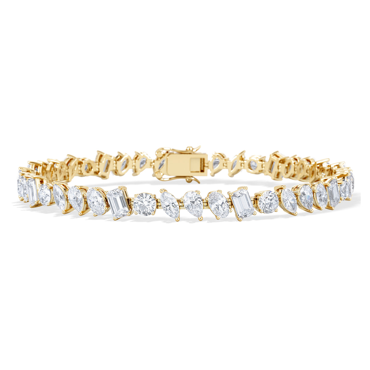 LUXE 10.00ct Lab Diamond Tennis Bracelet with IGI Certified Mixed-Cut Diamonds in 18K Yellow Gold