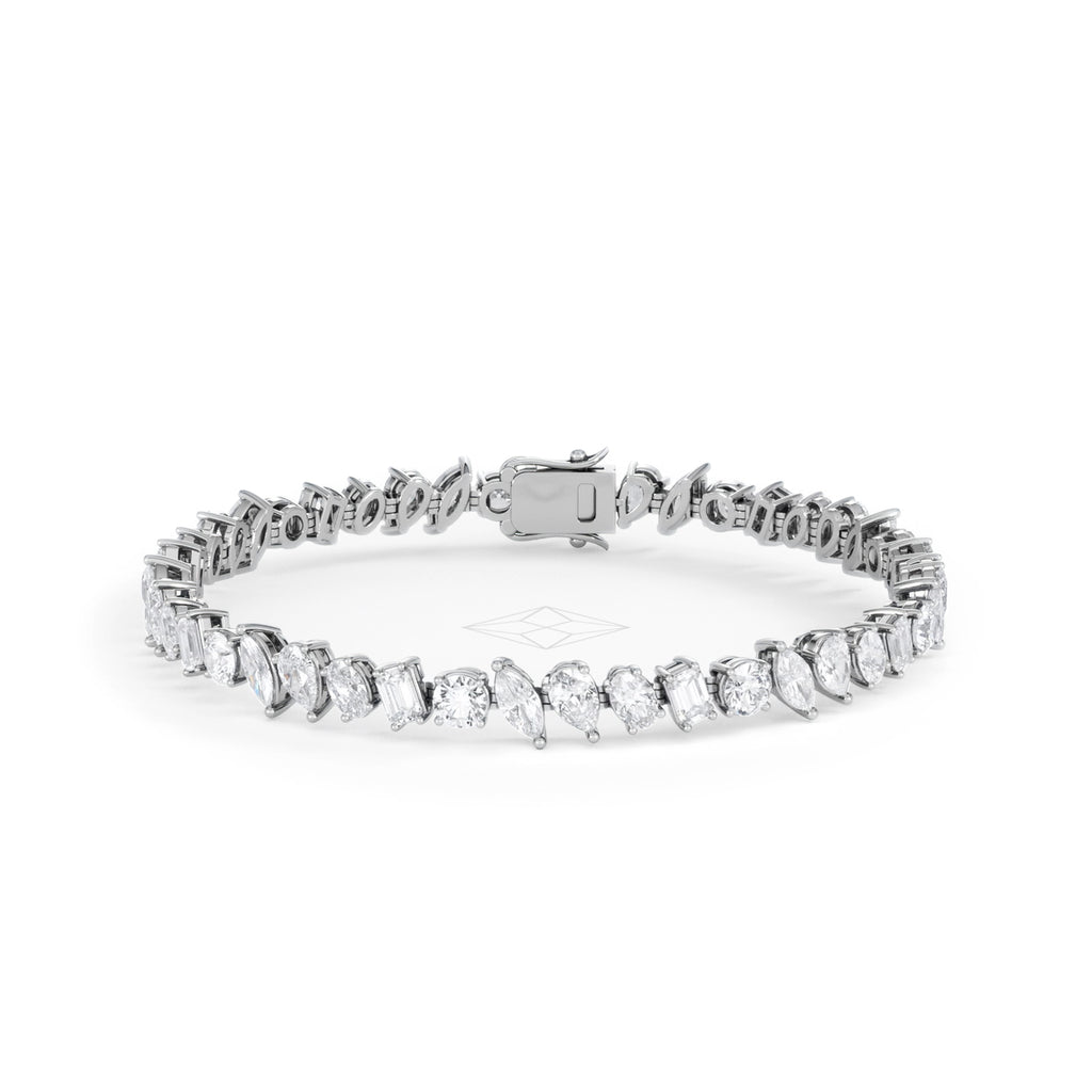 LUXE 12.00ct Lab Diamond Tennis Bracelet with IGI Certified Mixed-Cut Diamonds in 18K White Gold