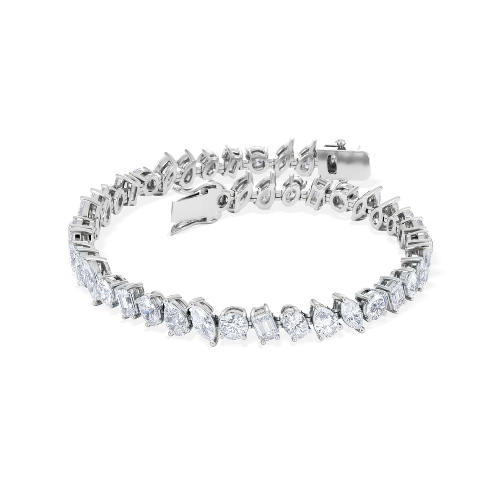LUXE 12.00ct Lab Diamond Tennis Bracelet with IGI Certified Mixed-Cut Diamonds in 18K White Gold