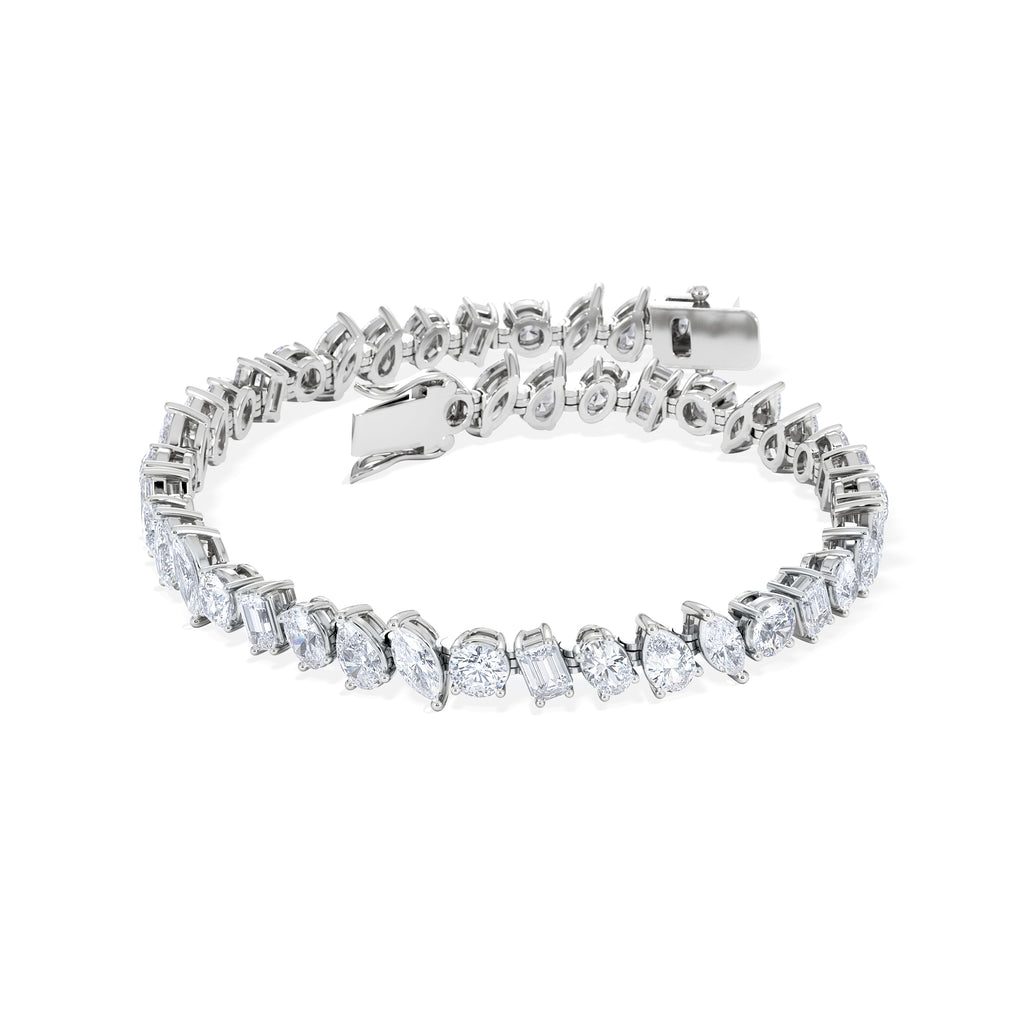 LUXE 12.00ct Lab Diamond Tennis Bracelet with IGI Certified Mixed-Cut Diamonds in 18K White Gold