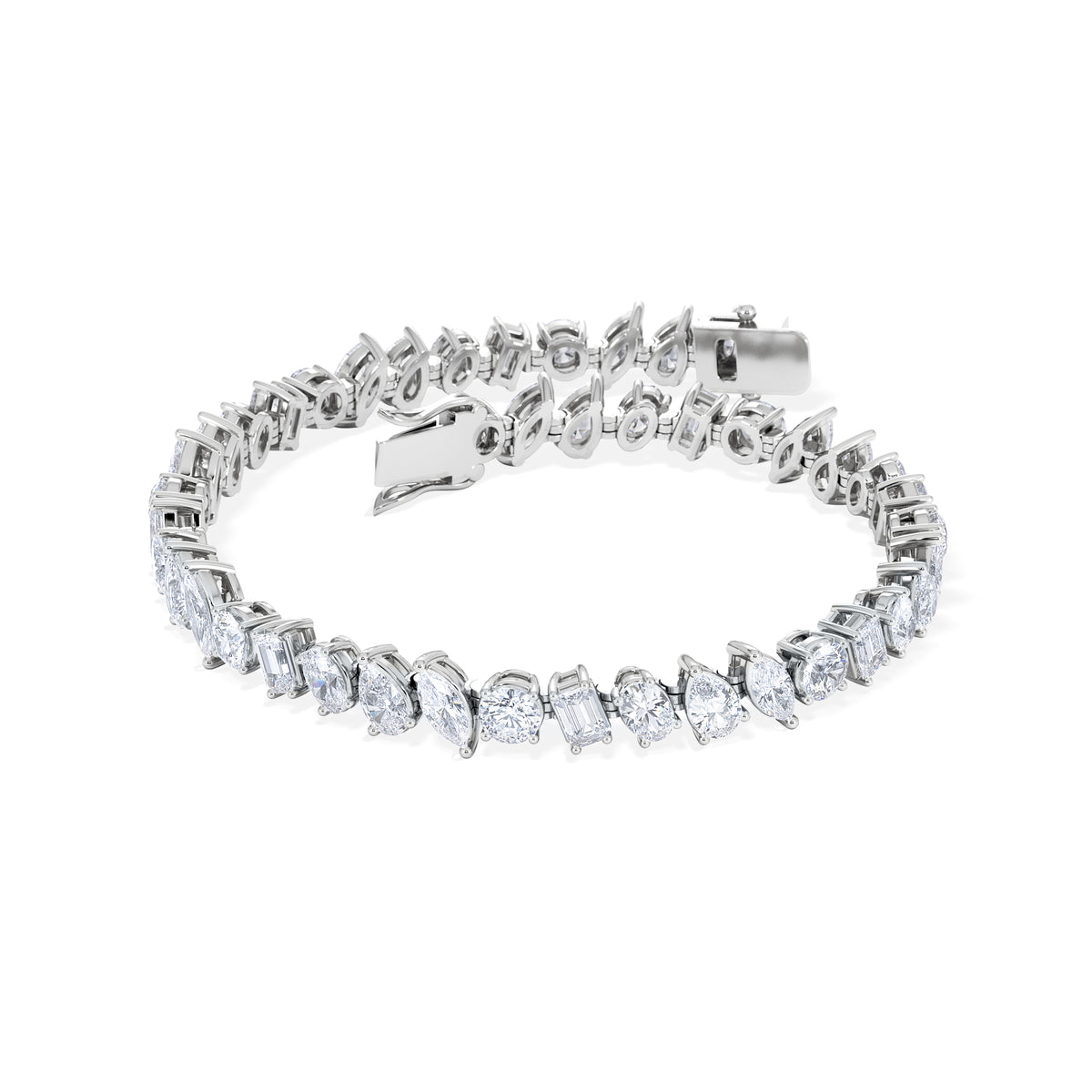 LUXE 12.00ct Lab Diamond Tennis Bracelet with IGI Certified Mixed-Cut Diamonds in 18K White Gold