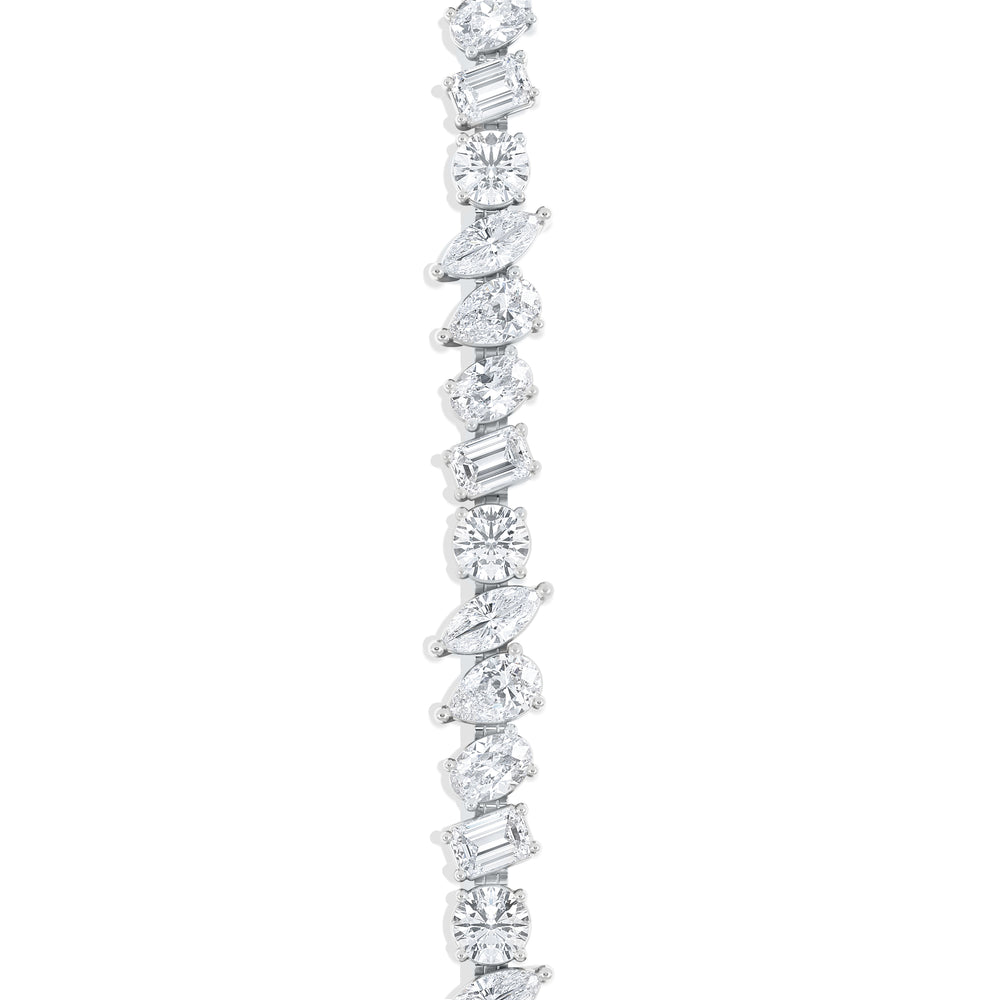 LUXE 12.00ct Lab Diamond Tennis Bracelet with IGI Certified Mixed-Cut Diamonds in 18K White Gold