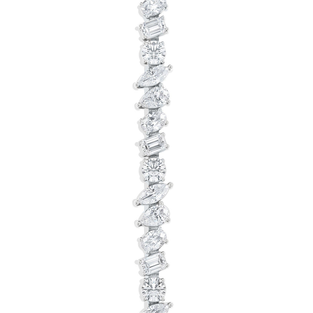 LUXE 12.00ct Lab Diamond Tennis Bracelet with IGI Certified Mixed-Cut Diamonds in 18K White Gold