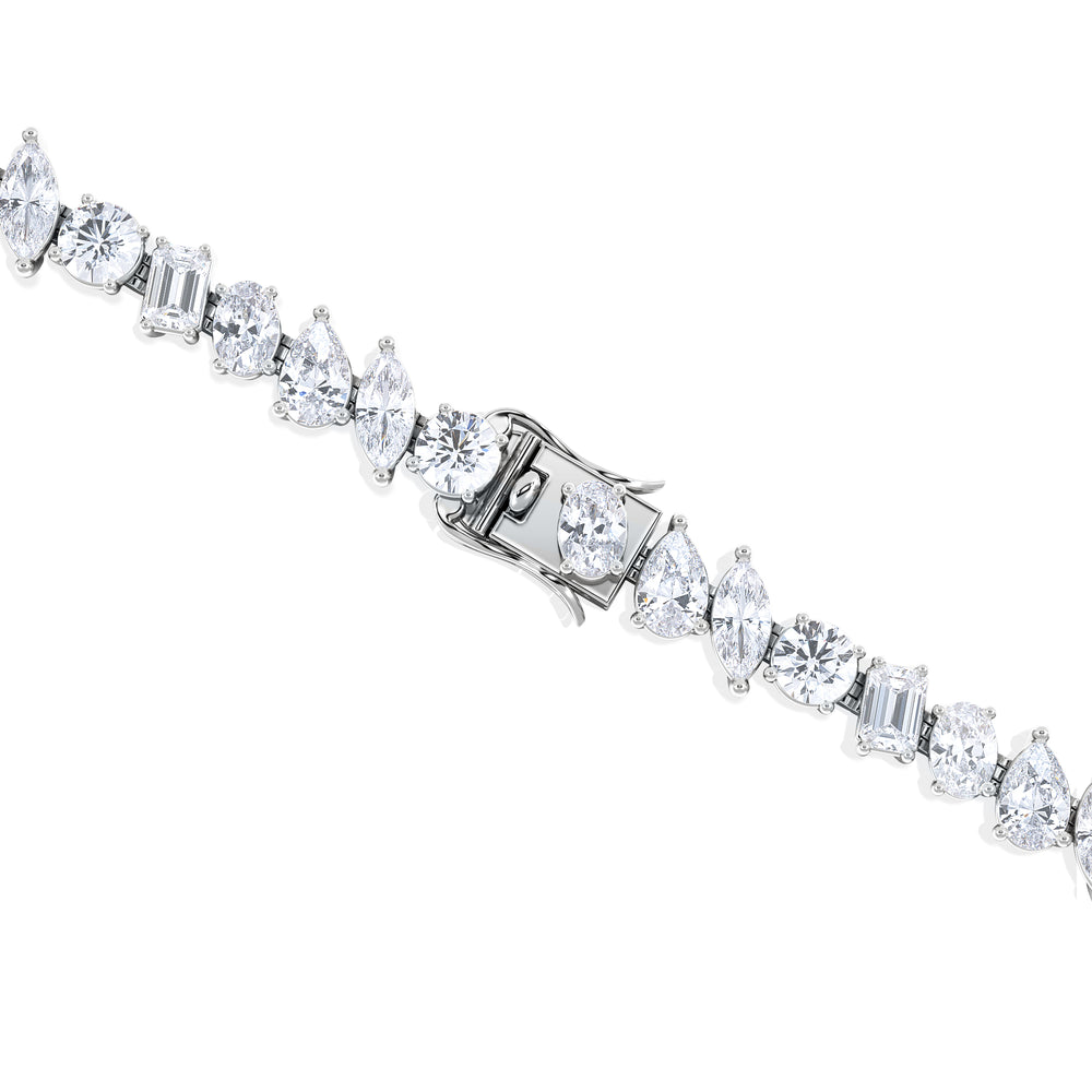LUXE 12.00ct Lab Diamond Tennis Bracelet with IGI Certified Mixed-Cut Diamonds in 18K White Gold