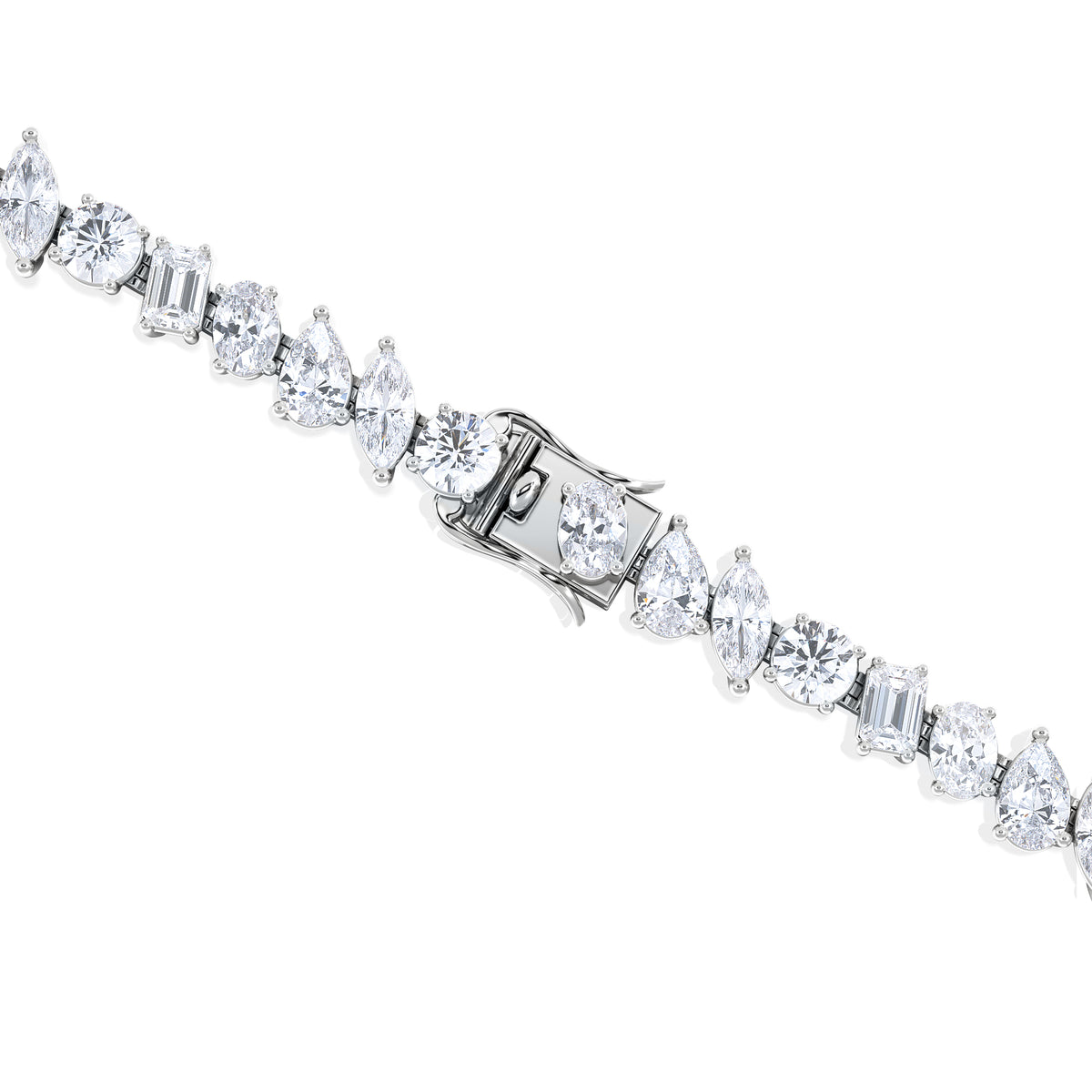 LUXE 12.00ct Lab Diamond Tennis Bracelet with IGI Certified Mixed-Cut Diamonds in 18K White Gold