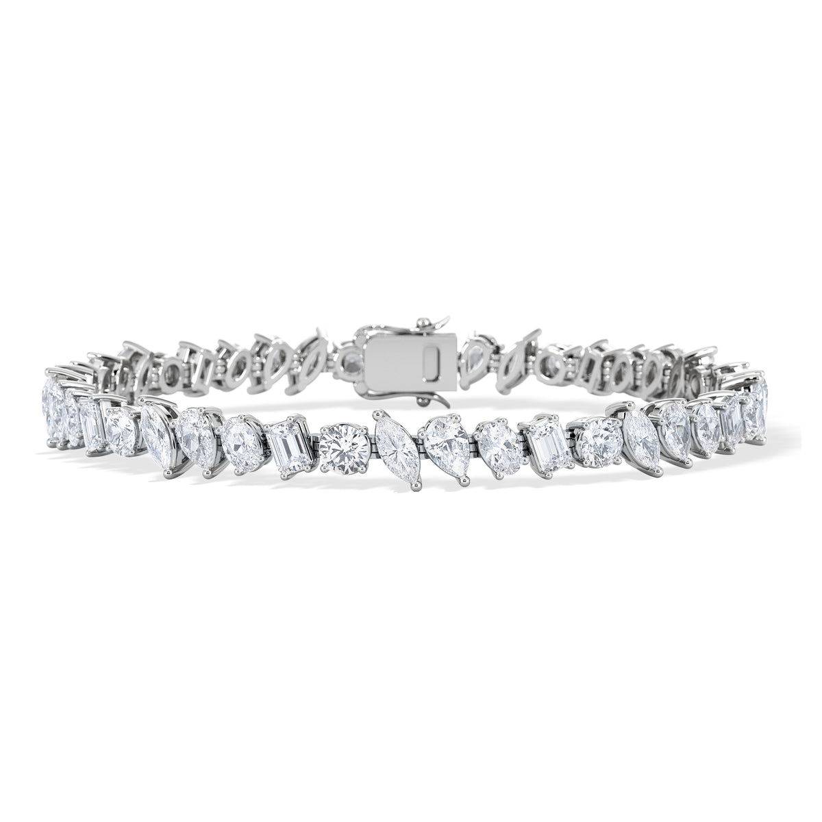 LUXE 12.00ct Lab Diamond Tennis Bracelet with IGI Certified Mixed-Cut Diamonds in 18K White Gold