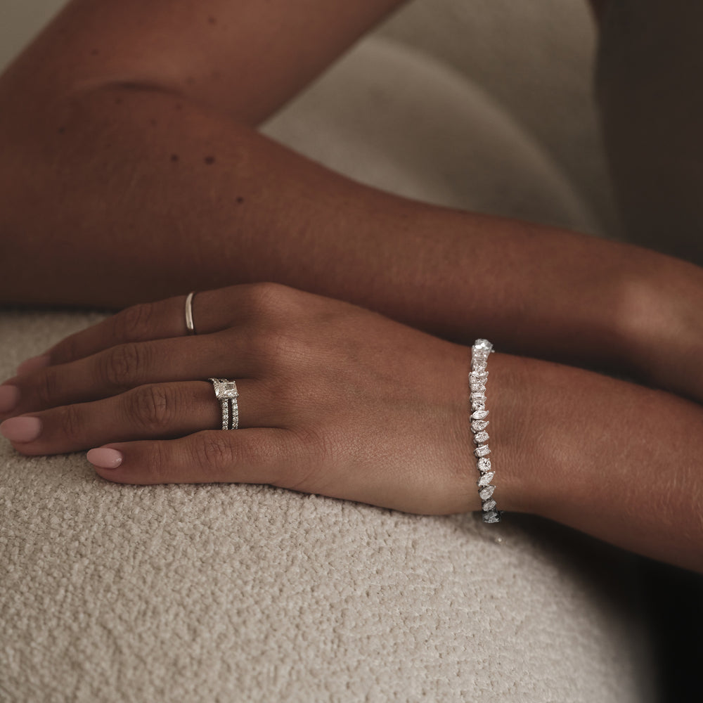 LUXE 12.00ct Lab Diamond Tennis Bracelet with IGI Certified Mixed-Cut Diamonds in 18K White Gold