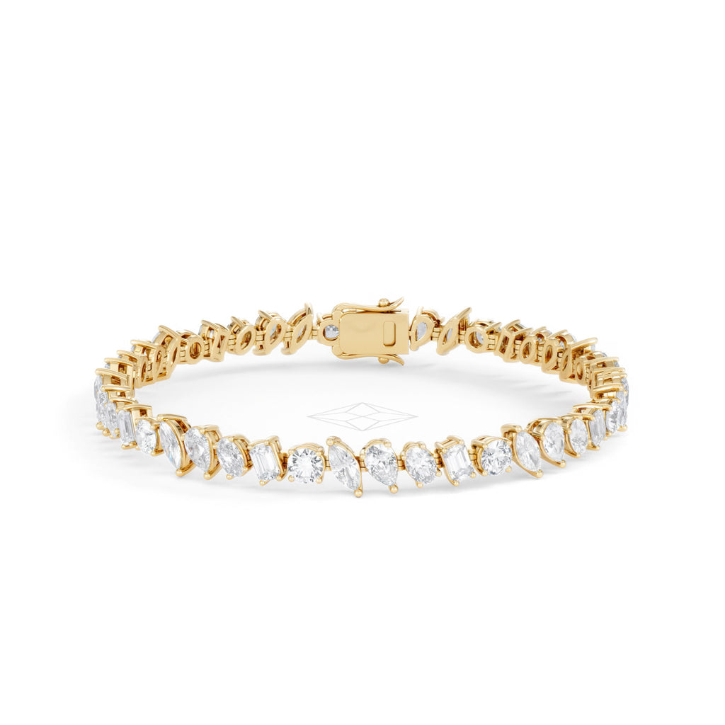 LUXE 12.00ct Lab Diamond Tennis Bracelet with IGI Certified Mixed-Cut Diamonds in 18K Yellow Gold