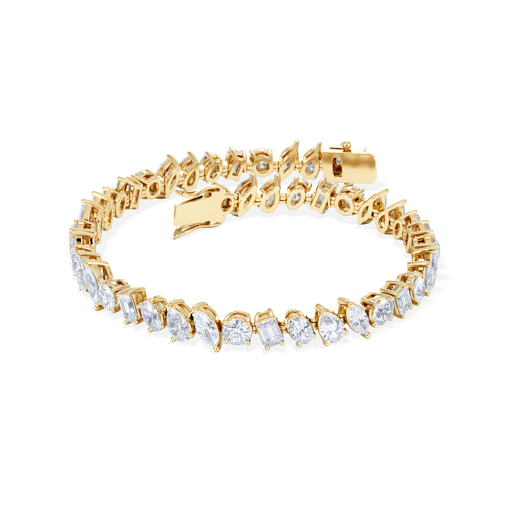 LUXE 12.00ct Lab Diamond Tennis Bracelet with IGI Certified Mixed-Cut Diamonds in 18K Yellow Gold