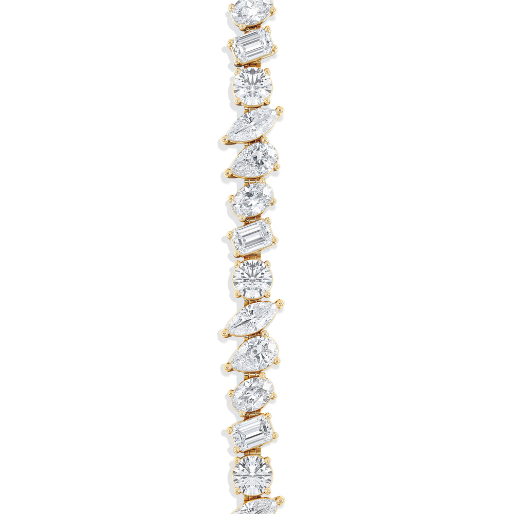 LUXE 12.00ct Lab Diamond Tennis Bracelet with IGI Certified Mixed-Cut Diamonds in 18K Yellow Gold