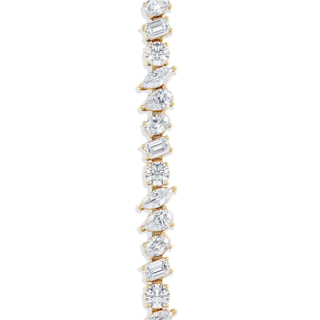 LUXE 12.00ct Lab Diamond Tennis Bracelet with IGI Certified Mixed-Cut Diamonds in 18K Yellow Gold
