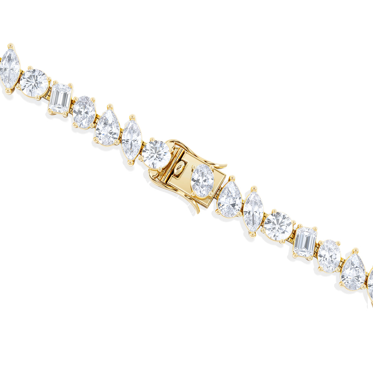 LUXE 12.00ct Lab Diamond Tennis Bracelet with IGI Certified Mixed-Cut Diamonds in 18K Yellow Gold