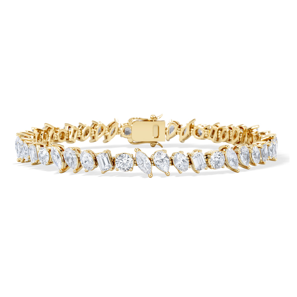LUXE 12.00ct Lab Diamond Tennis Bracelet with IGI Certified Mixed-Cut Diamonds in 18K Yellow Gold