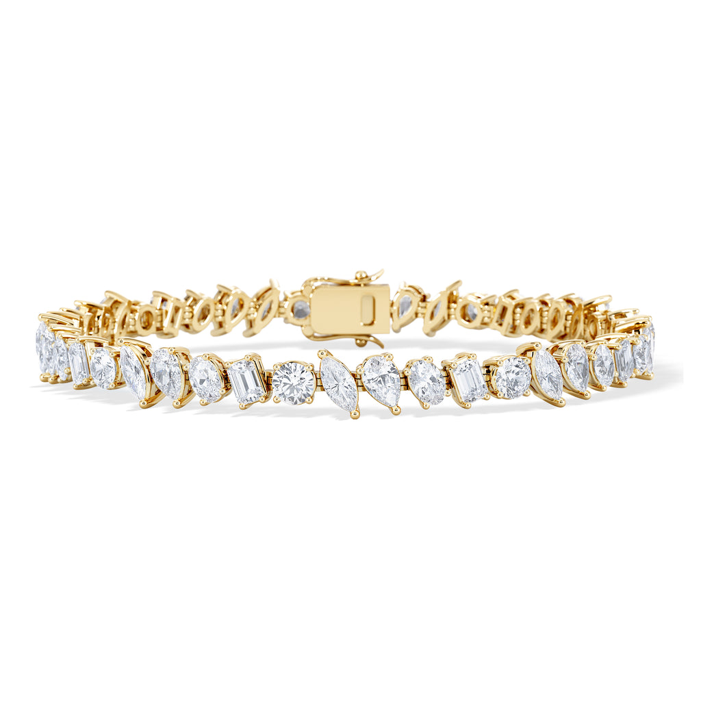LUXE 12.00ct Lab Diamond Tennis Bracelet with IGI Certified Mixed-Cut Diamonds in 18K Yellow Gold