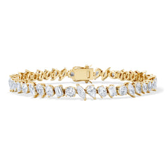 LUXE 12.00ct Lab Diamond Tennis Bracelet with IGI Certified Mixed-Cut Diamonds in 18K Yellow Gold