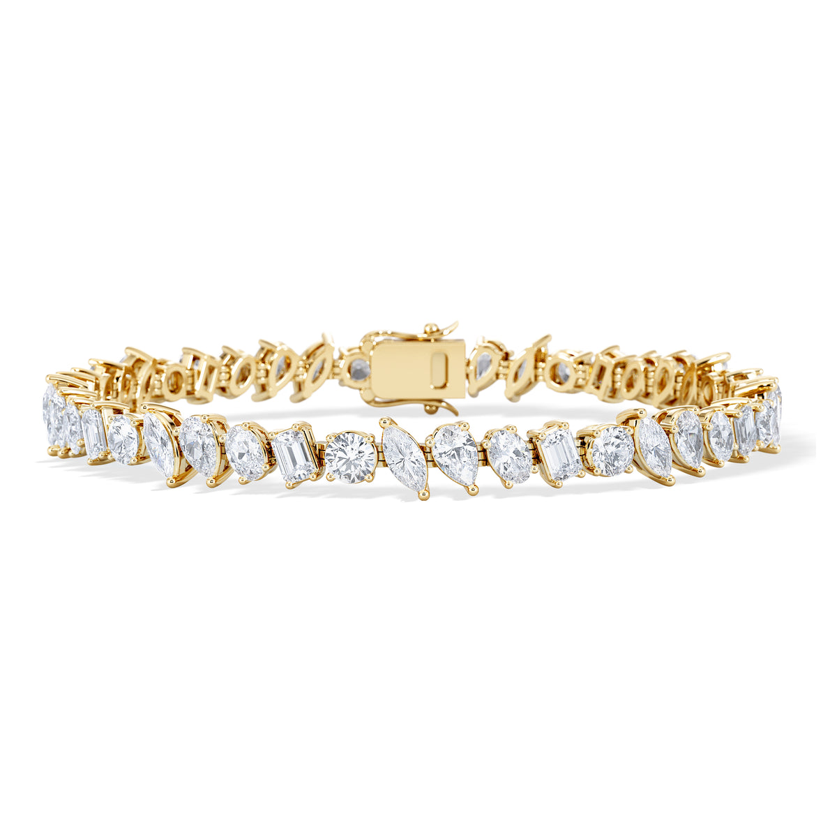 LUXE 12.00ct Lab Diamond Tennis Bracelet with IGI Certified Mixed-Cut Diamonds in 18K Yellow Gold