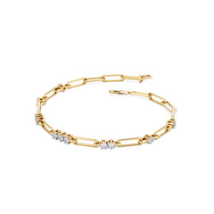 Paperclip 0.75ct Lab Diamond Link Bracelet in 18K Yellow Gold