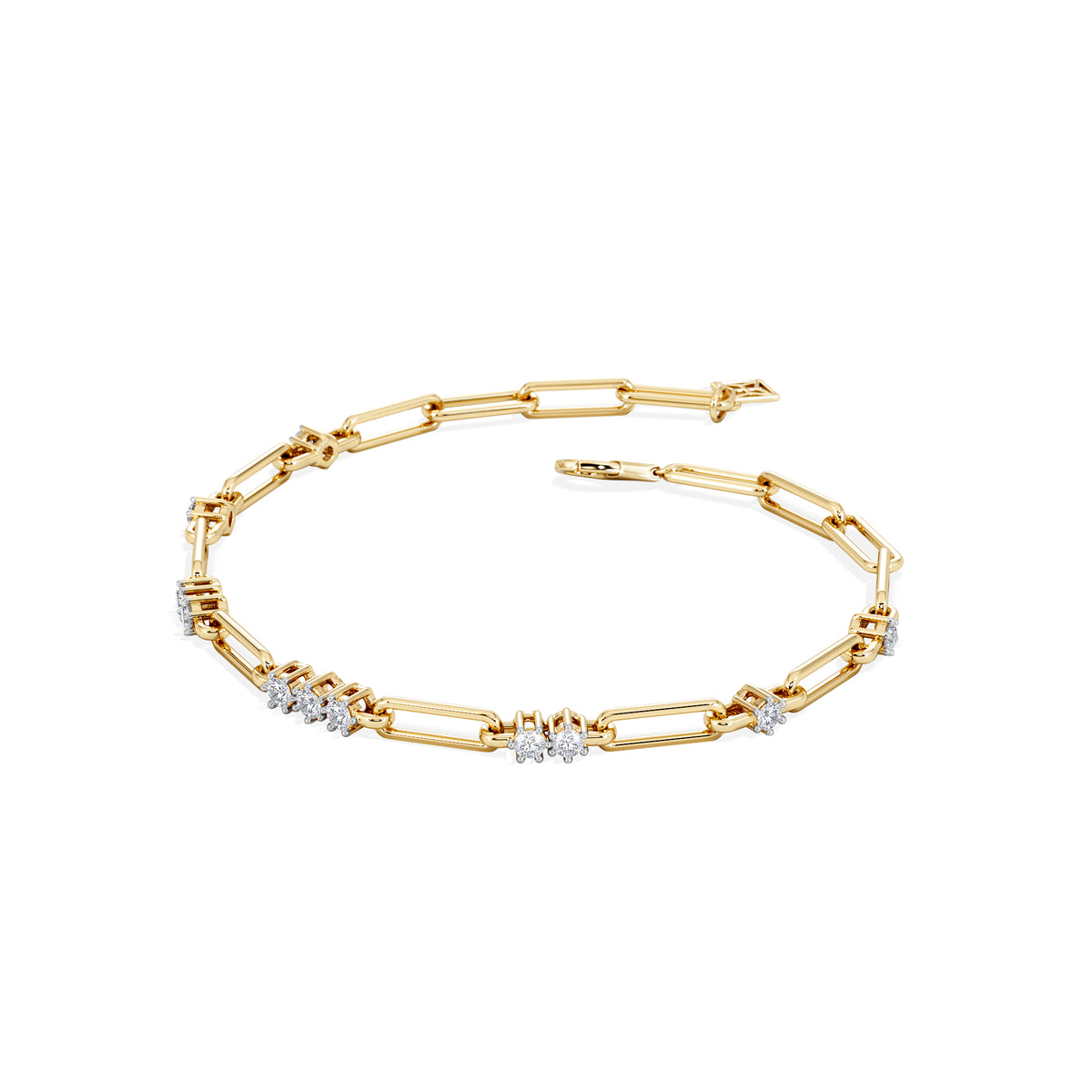 Paperclip 0.75ct Lab Diamond Link Bracelet in 18K Yellow Gold