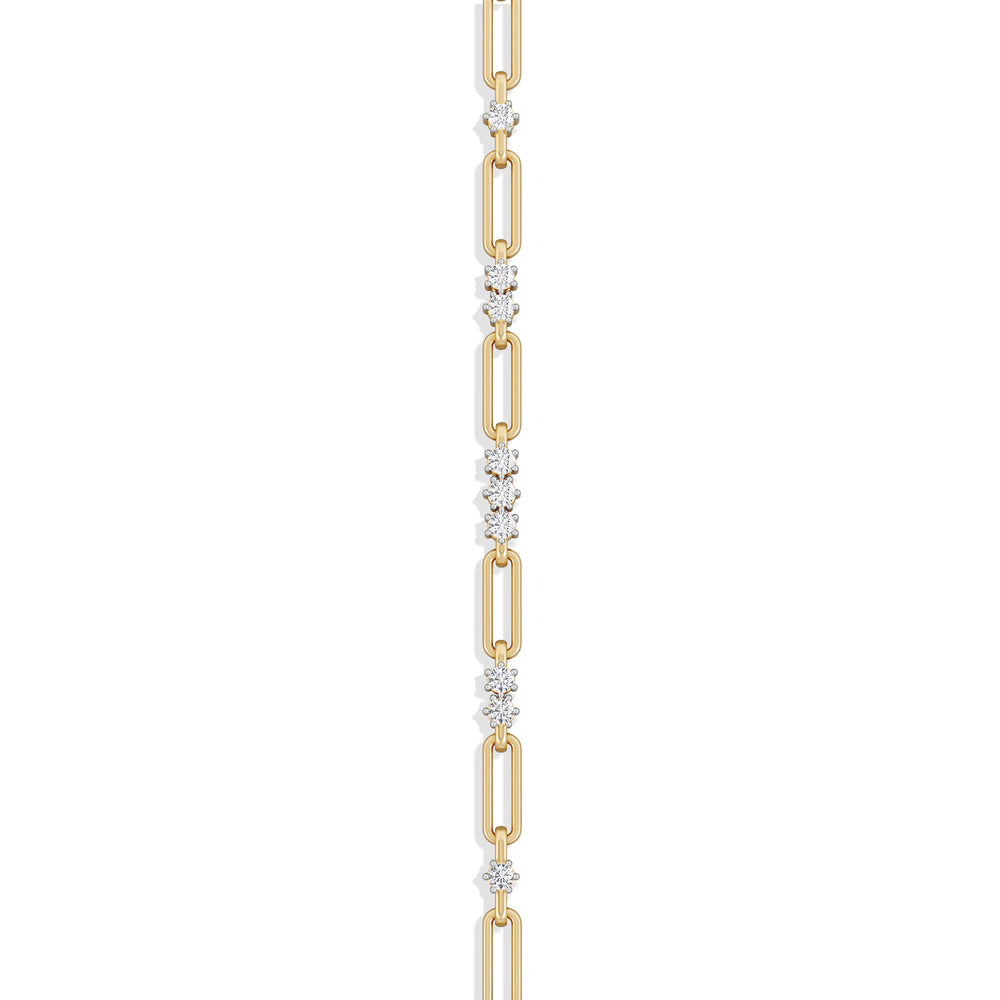 Paperclip 0.75ct Lab Diamond Link Bracelet in 18K Yellow Gold
